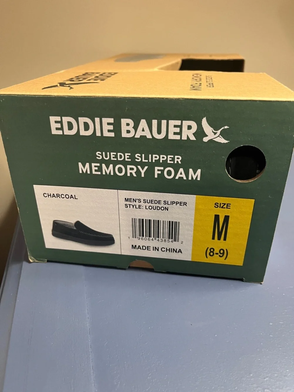 Eddie Bauer Men's Dark Gray Suede Slip-On Memory Foam Slippers